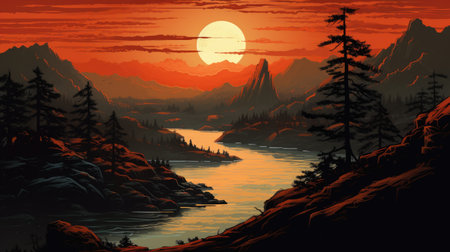 This beautiful landscape wallpaper is perfect for your design.の素材