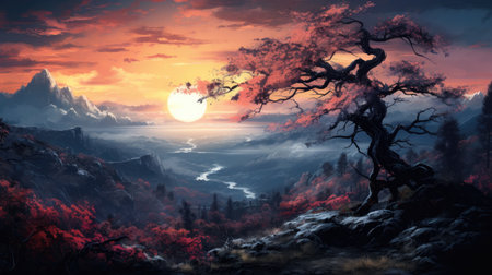 This beautiful landscape wallpaper is perfect for your design.の素材