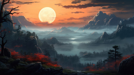 This beautiful landscape wallpaper is perfect for your design.の素材