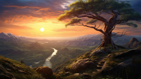 This beautiful landscape wallpaper is perfect for your design.の素材