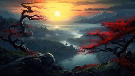 This beautiful landscape wallpaper is perfect for your design.の素材