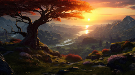 This beautiful landscape wallpaper is perfect for your design.の素材