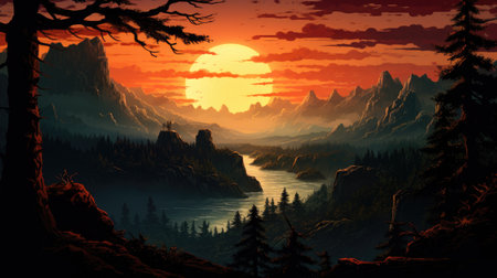 This beautiful landscape wallpaper is perfect for your design.の素材