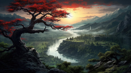 This beautiful landscape wallpaper is perfect for your design.の素材