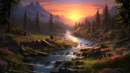 This beautiful landscape wallpaper is perfect for your design.の素材