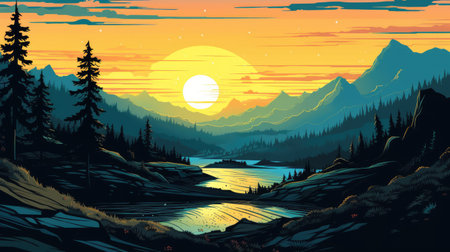 This beautiful landscape wallpaper is perfect for your design.の素材