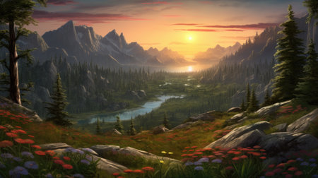 This beautiful landscape wallpaper is perfect for your design.の素材