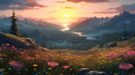 This beautiful landscape wallpaper is perfect for your design.の素材
