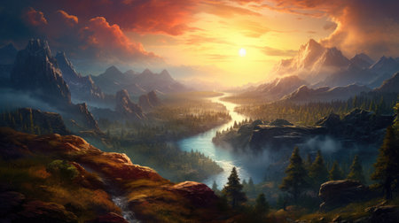 This beautiful landscape wallpaper is perfect for your design.の素材