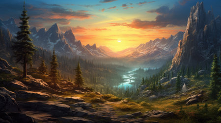 This beautiful landscape wallpaper is perfect for your design.の素材