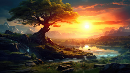 This beautiful landscape wallpaper is perfect for your design.の素材