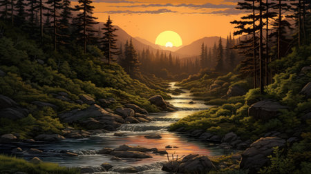 This beautiful landscape wallpaper is perfect for your design.の素材