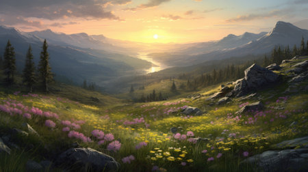 This beautiful landscape wallpaper is perfect for your design.の素材