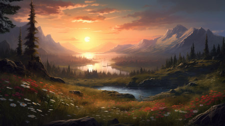 This beautiful landscape wallpaper is perfect for your design.の素材