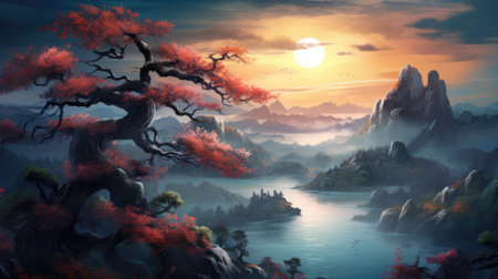 This beautiful landscape wallpaper is perfect for your design.の素材