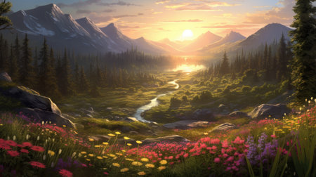 This beautiful landscape wallpaper is perfect for your design.の素材
