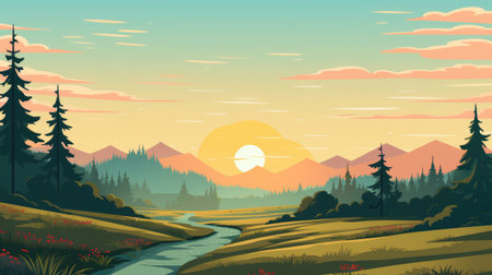 This beautiful landscape wallpaper is perfect for your design.の素材