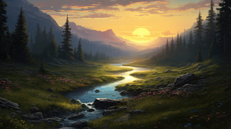 This beautiful landscape wallpaper is perfect for your design.の素材