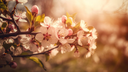 Apricot tree blossoms in spring time. Shallow depth of fieldの素材
