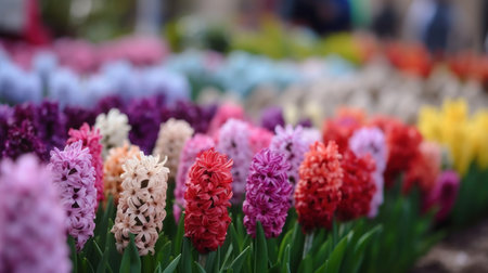 Colorful hyacinths in the garden. Spring flowers.の素材