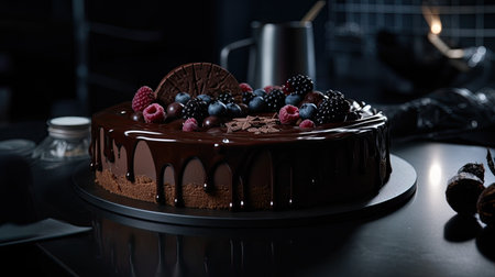 Tempting indulgence, a delightful berry chocolate cakeの素材