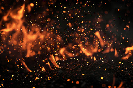 Fuel your creative projects with this vibrant image of flames on a bold black background, adding intensity to your designs.の素材