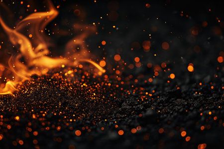 Fuel your creative projects with this vibrant image of flames on a bold black background, adding intensity to your designs.の素材