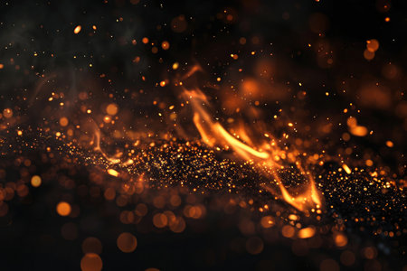 Fuel your creative projects with this vibrant image of flames on a bold black background, adding intensity to your designs.の素材