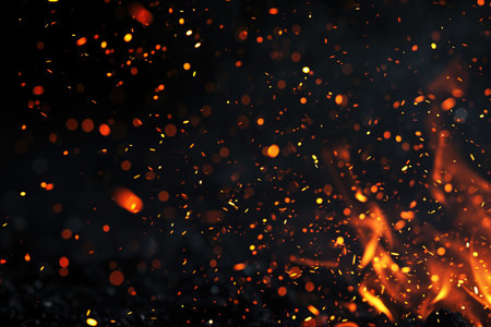 Fuel your creative projects with this vibrant image of flames on a bold black background, adding intensity to your designs.の素材