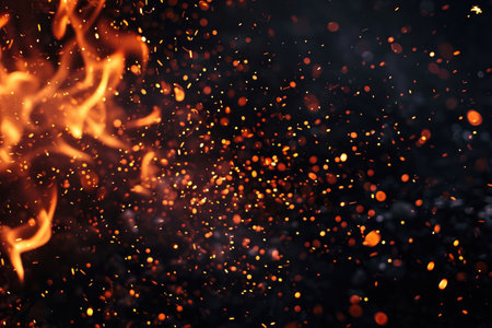 Fuel your creative projects with this vibrant image of flames on a bold black background, adding intensity to your designs.の素材