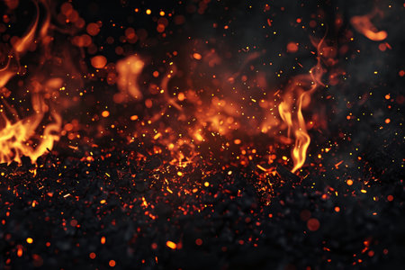 Fuel your creative projects with this vibrant image of flames on a bold black background, adding intensity to your designs.の素材
