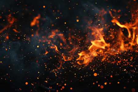 Fuel your creative projects with this vibrant image of flames on a bold black background, adding intensity to your designs.の素材