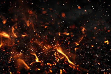 Fuel your creative projects with this vibrant image of flames on a bold black background, adding intensity to your designs.の素材