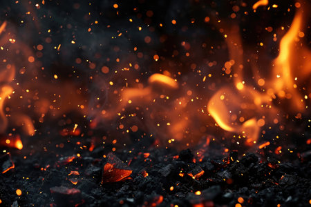 Fuel your creative projects with this vibrant image of flames on a bold black background, adding intensity to your designs.の素材