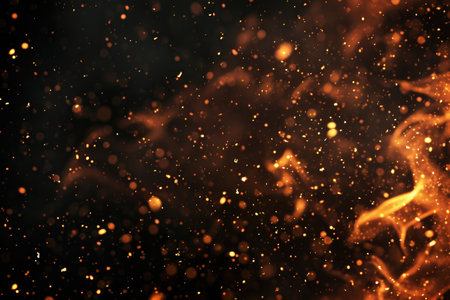 Fuel your creative projects with this vibrant image of flames on a bold black background, adding intensity to your designs.の素材