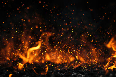 Fuel your creative projects with this vibrant image of flames on a bold black background, adding intensity to your designs.の素材