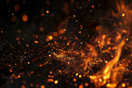 Fuel your creative projects with this vibrant image of flames on a bold black background, adding intensity to your designs.の素材