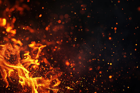 Fuel your creative projects with this vibrant image of flames on a bold black background, adding intensity to your designs.の素材