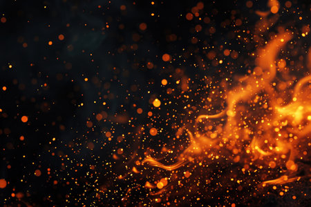 Fuel your creative projects with this vibrant image of flames on a bold black background, adding intensity to your designs.の素材