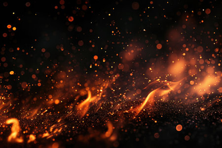 Fuel your creative projects with this vibrant image of flames on a bold black background, adding intensity to your designs.の素材