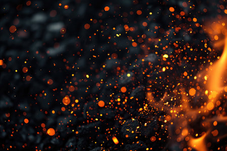 Fuel your creative projects with this vibrant image of flames on a bold black background, adding intensity to your designs.の素材