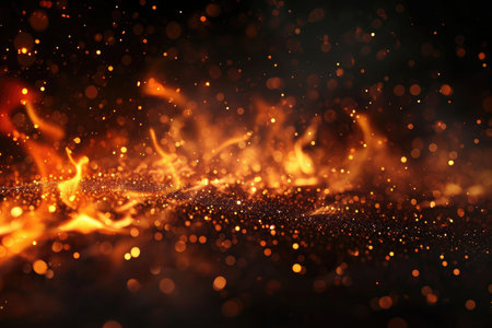Fuel your creative projects with this vibrant image of flames on a bold black background, adding intensity to your designs.の素材