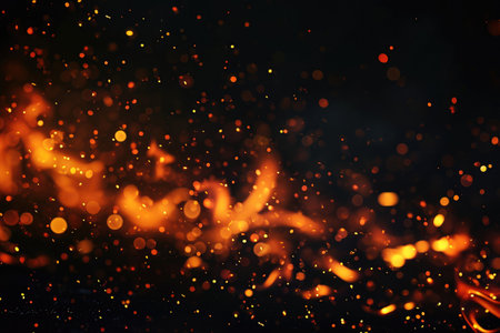 Fuel your creative projects with this vibrant image of flames on a bold black background, adding intensity to your designs.の素材