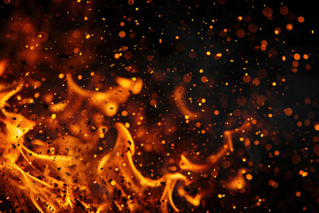 Fuel your creative projects with this vibrant image of flames on a bold black background, adding intensity to your designs.の素材