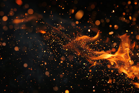 Fuel your creative projects with this vibrant image of flames on a bold black background, adding intensity to your designs.の素材