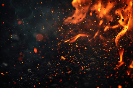 Fuel your creative projects with this vibrant image of flames on a bold black background, adding intensity to your designs.の素材