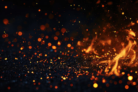 Fuel your creative projects with this vibrant image of flames on a bold black background, adding intensity to your designs.の素材
