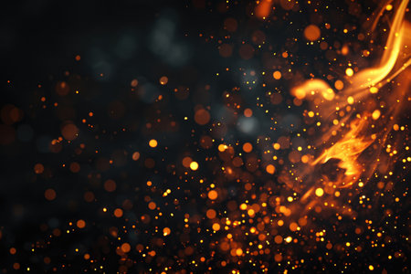 Fuel your creative projects with this vibrant image of flames on a bold black background, adding intensity to your designs.の素材