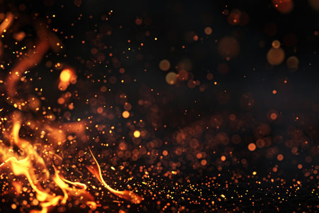 Fuel your creative projects with this vibrant image of flames on a bold black background, adding intensity to your designs.の素材