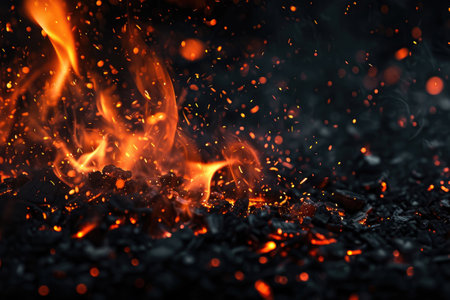 Fuel your creative projects with this vibrant image of flames on a bold black background, adding intensity to your designs.の素材